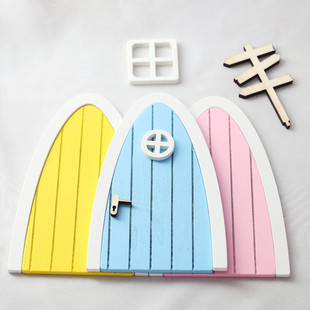 Wooden Dollhouse Simulation Mini Dollhouse Elf Door Fairy Door Courtyard Wooden Miniature Model Holiday Decorations