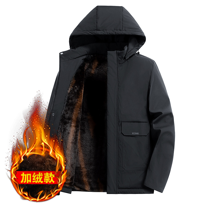 冬季外套加绒加厚中老年棉衣爸爸冬装仿兔毛内里保暖棉袄冬季男士