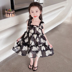 女童洋氣連衣裙時髦兒童夏裝公主裙寶寶夏季薄款吊帶裙子小童夏天