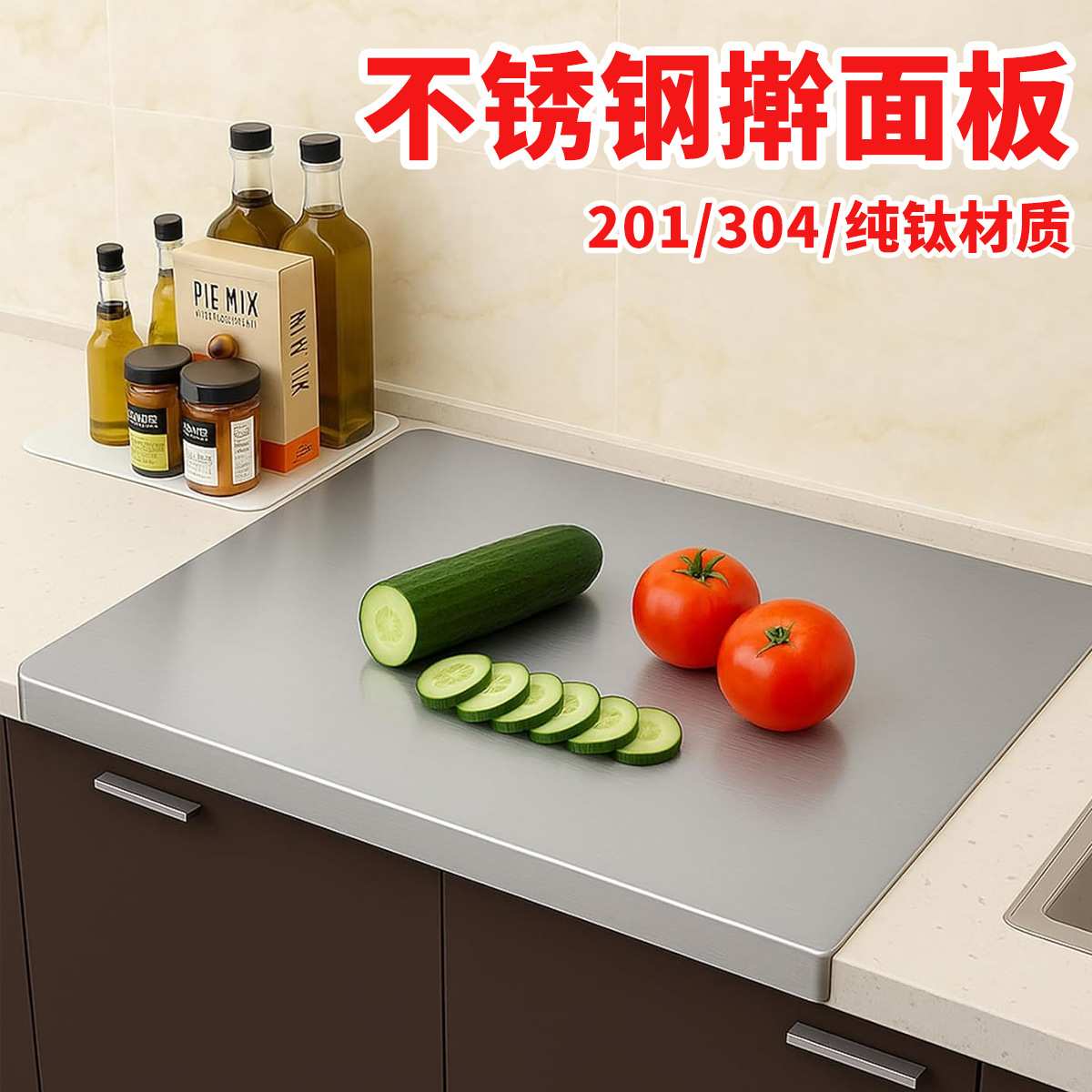 Tablero de acero inoxidable doblado para regalos transfronterizos tablero de corte horneado de grado alimenticio 304 tablero de corte de acero inoxidable