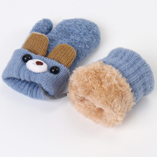 New children's winter warm gloves cute baby fleece-lined thickened neck gloves children's outdoor knitted gloves