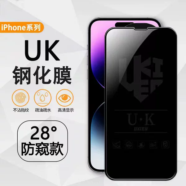 High-quality anti-peep UK film (full screen + black border + fingerprint upgrade + positive 28°)