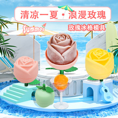 玫瑰花冰塊模具威士忌硅膠製冰盒冰球漏斗一體單個冰球製冰盒