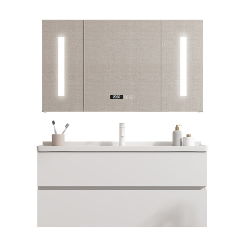 Smart bathroom cabinet ceramic integrated basin bathroom sink washbasin cabinet set solid wood bathroom vanity sink