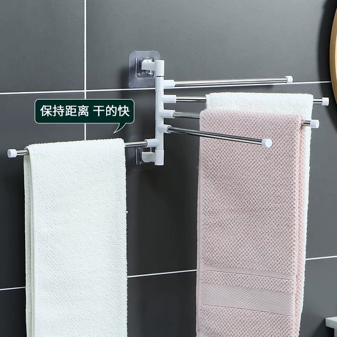Вращающаяся вешалка для полотенец без перфорации в ванной комнате
