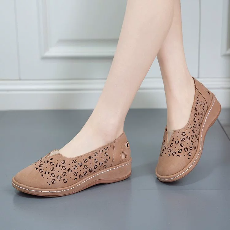 Новые европейские и американские повседневные туфли на плоской подошве с полыми отверстиями, женские лоферы без шнуровки в стиле ретро с круглым носком, ленивые туфли