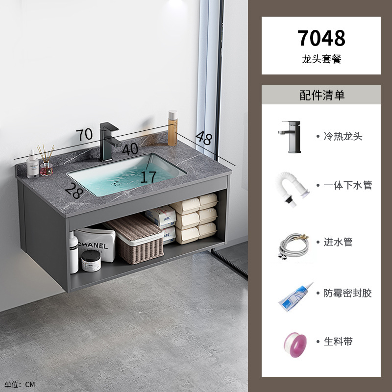 Casa de alquiler lavabo de pared gabinete combinación lavabo pequeño apartamento baño lavabo de cerámica cuenca integrada