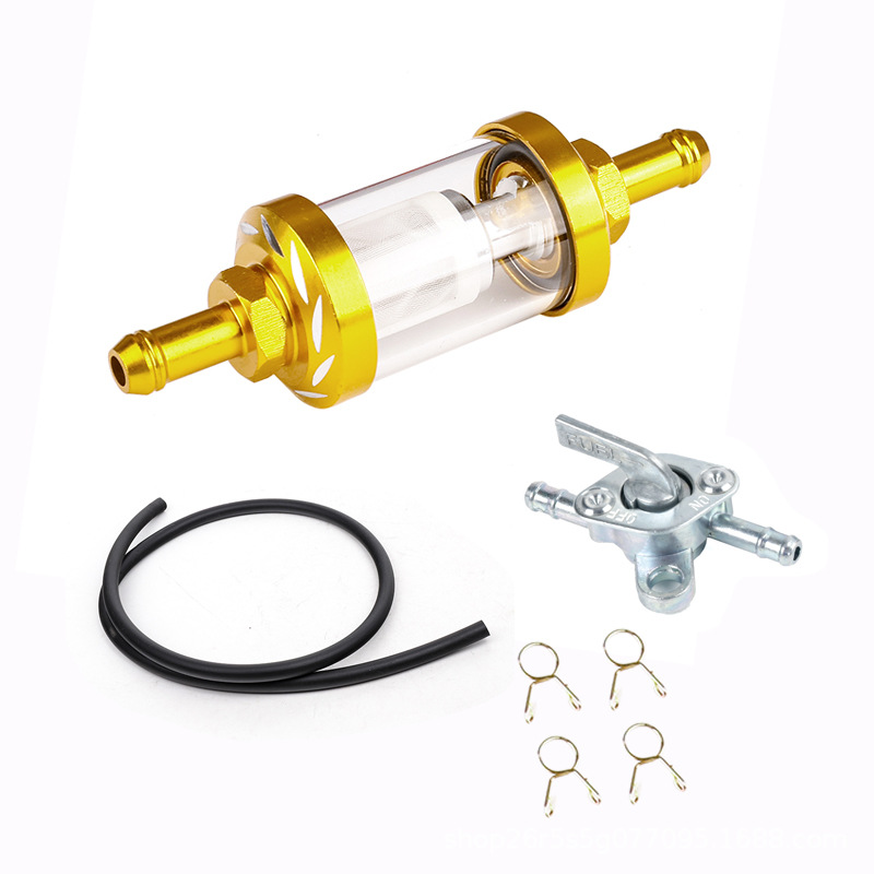 Universal Motorcycle Gasoline Filter Element Cnc Modified Metal Fuel Filter Oil Pipe Oil Switch Clip