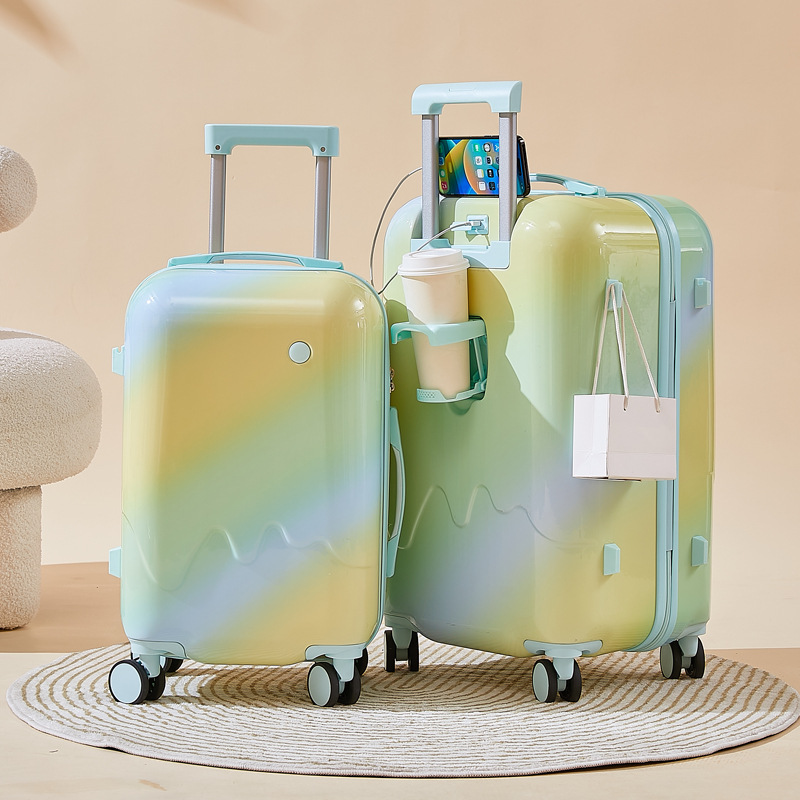 26inch Gradient Style Suitcase with High Aesthetic Appeal, Trolley with Universal Wheels, Lightweight and Durable, 20inch Combination Lock Suitcase