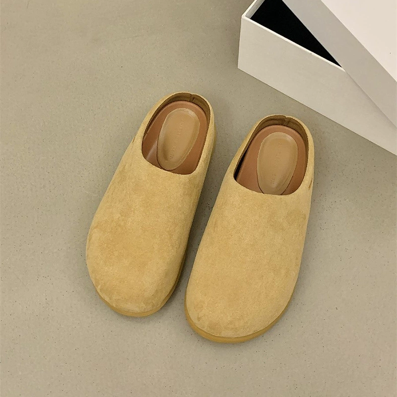 Уродливый милый ленивый Баотоу половинная тапочка женский 2024 весна и осень новый внешний вид с мягкой подошвой картофельные ботинки Birkenn с круглой головой