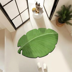 小清新绿叶硅藻泥家用浴室地垫卫生间门口脚垫子厕所吸水速干地毯