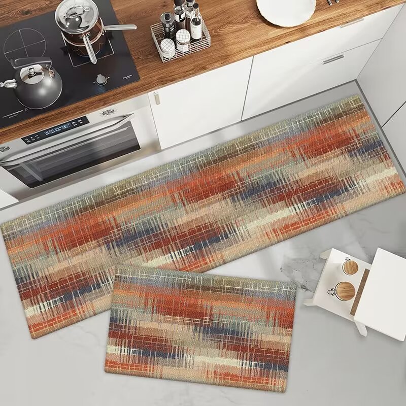 Cocina transfronteriza alfombra de terciopelo de cristal antideslizante resistente a la suciedad fácil de cuidar alfombra de pies doméstica absorción de agua resistente al desgaste fácil de almacenar alfombra de suelo