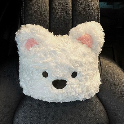Interior 2026 Asian linen car seat cushion, suitable for all seasons, breathable, high-quality car seat pad, new cartoon cute design (Seat cushion, seat cover) - suitable-for-all-seasonswest-highland-white-headrest-single