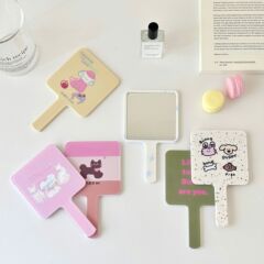 少女心手持鏡子原創卡通化妝鏡學生宿舍女隨身攜帶家用便攜小鏡子