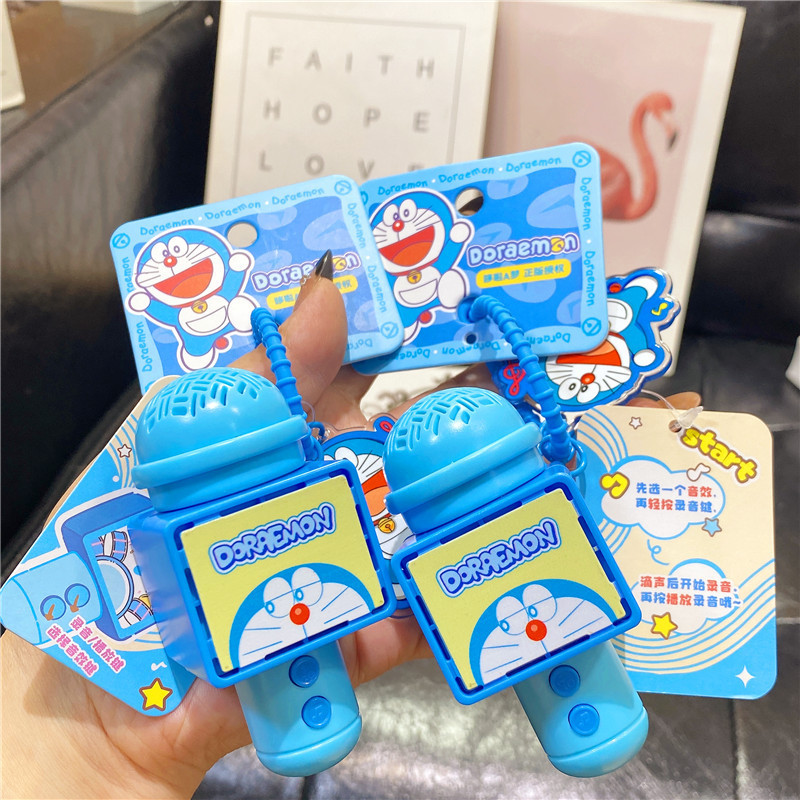 Authentic Doraemon Creative Cartoon Tinkerbell Microphone Music Microphone Keychain Pendant Doll Machine Wholesale