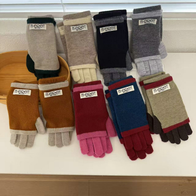 新款韩系氛围感针织背心手套女秋冬保暖露指可触屏防寒保暖女