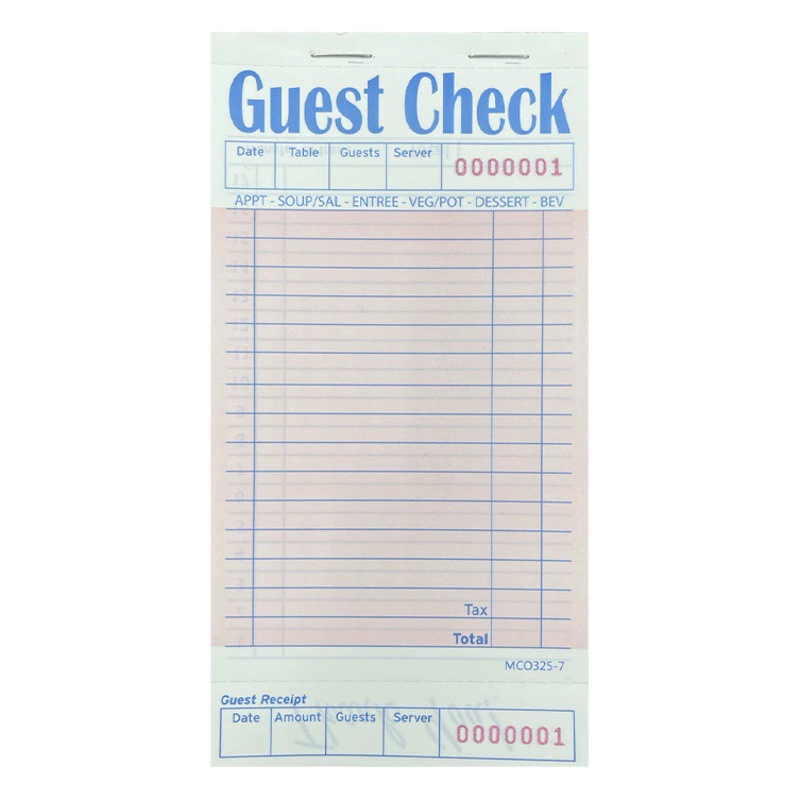 Иностранное меню заказа guest check book Двусторонняя печать внешней торговли вина