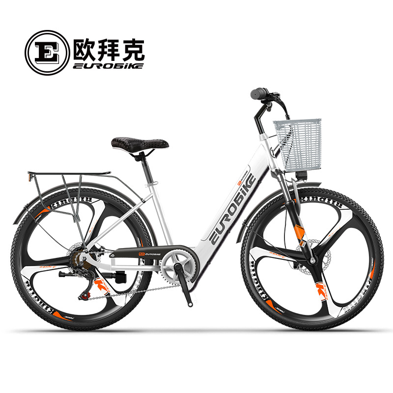 Электровелосипед Eurobike белый спицованные колеса 6Ah