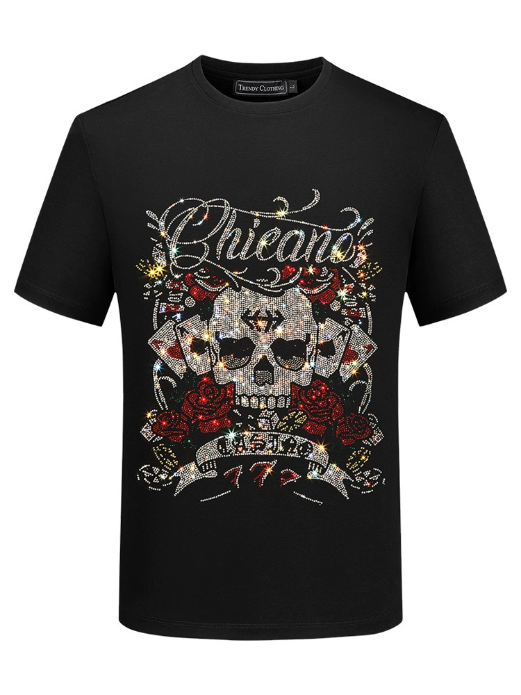 Men's silk trend T-shirt, with short sleeve, Collection Year 2025, plus size
