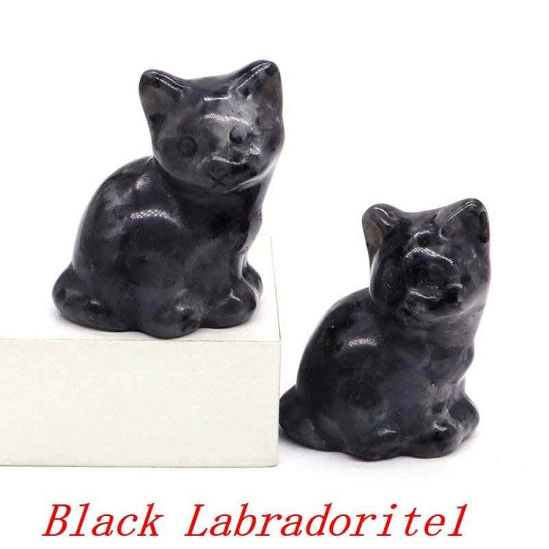 Резная фигурка кота Amethylst, натуральный камень (розовый кварц/аметист и др.), 0,2 кг