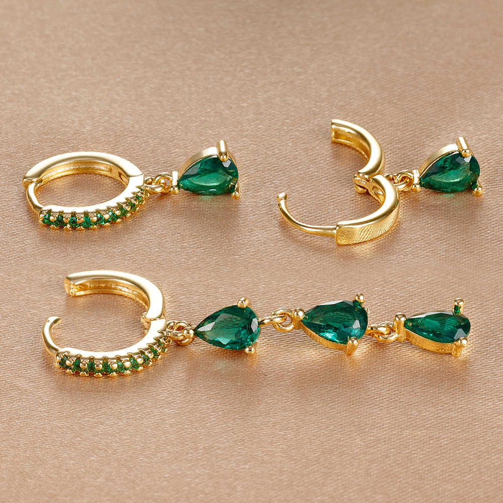 10g Weight Copper Ear Needle Material Zircon Inlay Material Earrings Classification 3 Pieces Set Quantity Daily, Street Occasion Copper Material Water Droplets Pattern Women's Gender Inlay Design Shiny, IG Style Style 3 Pieces Set IG Style Shiny Water Droplets Inlay Copper Zircon Earrings 无