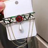 Retro brooch, red enamel, cheongsam, festive accessory lapel pin, pin, Birthday gift