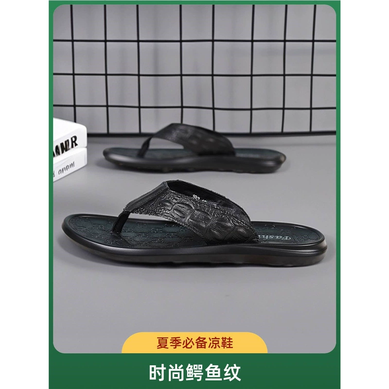 Мужские шлепанцы 2025, новые летние сандалии для улицы, нескользящие модные сандалии, интернет-хит, мужские тапочки из натуральной кожи