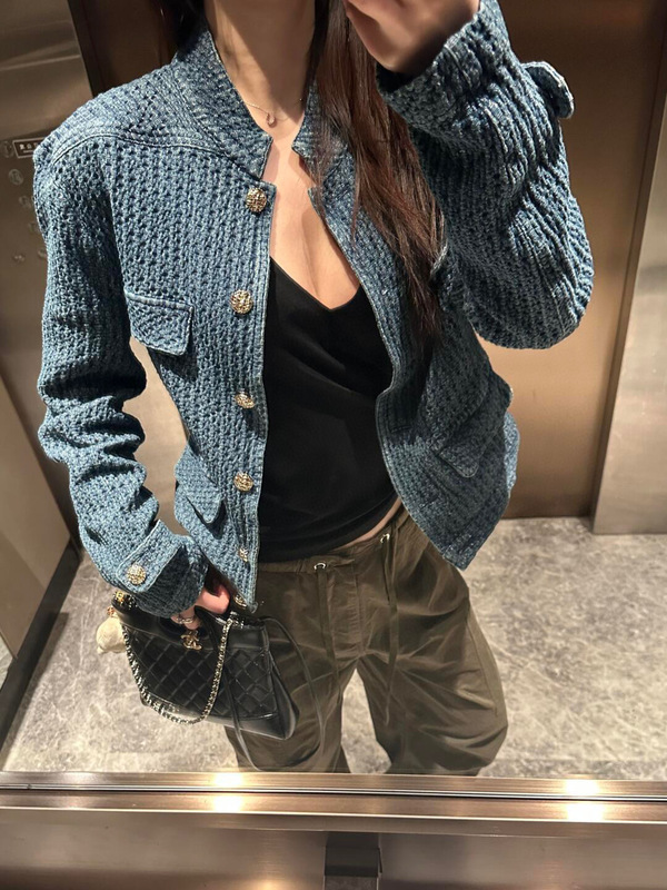 老钱风牛仔外套女款秋季2025新款小香风复古港味蓝色休闲美式上衣|undefined