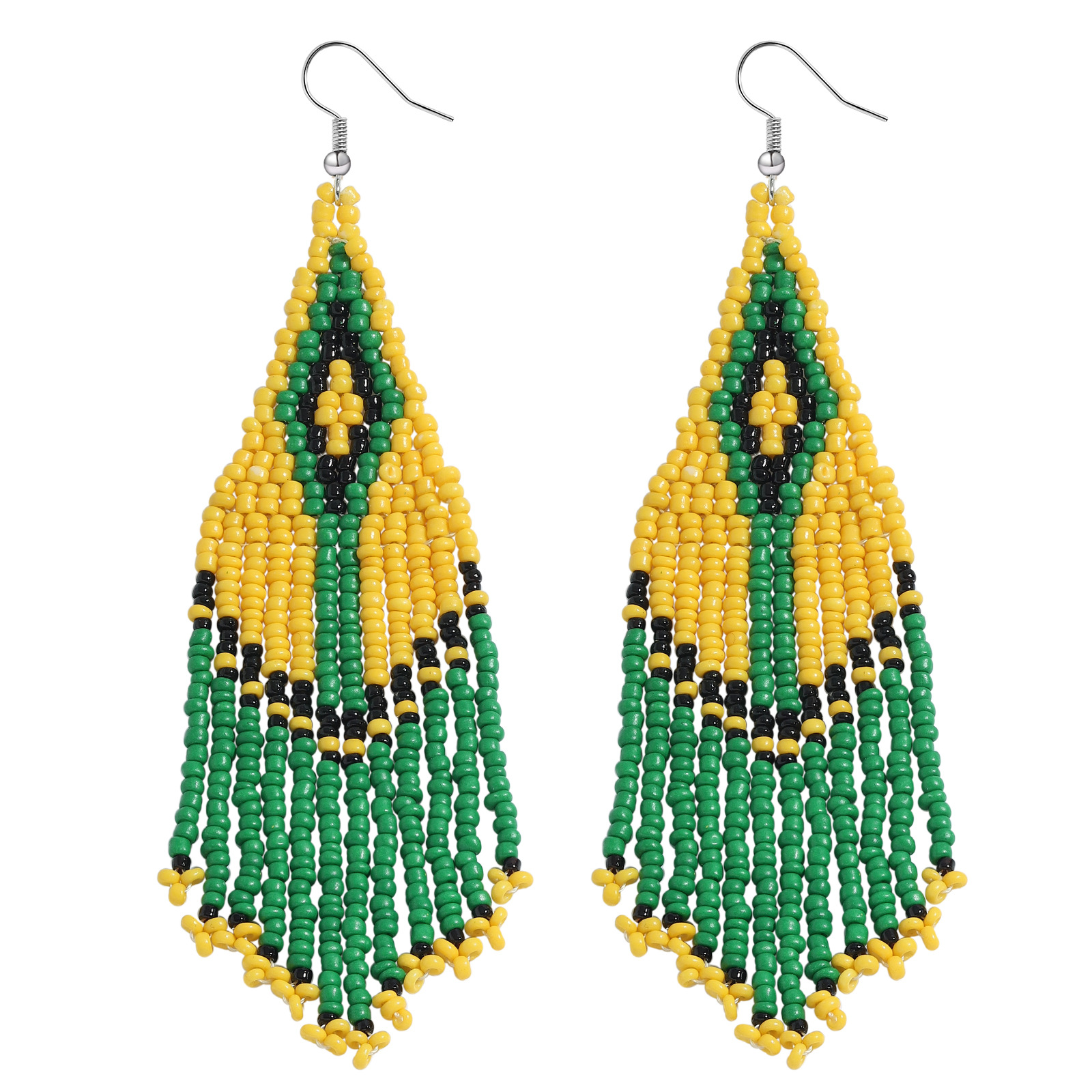 Bohemian Color Tassel Miyuki Beads Woven Feather Earrings Wholesale Nihaojewelry display picture 10