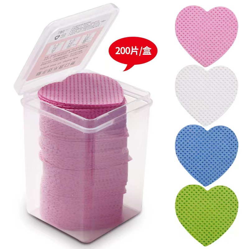 Transfronterizo nuevo pegamento de algodón mágico en forma de corazón Limpieza de pestañas pieza de algodón botella paño de limpieza de boca paño mágico en caja sin pelusa