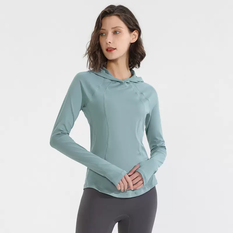 同款瑜伽服女春秋新款修身长袖跑步健身外套训练运动连帽上衣