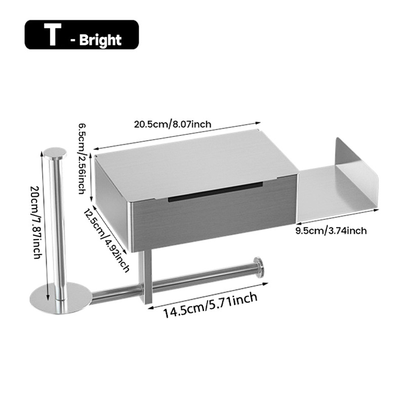 Soporte de pañuelos transfronterizo 304 soporte de papel higiénico sin agujeros de acero inoxidable caja de pañuelos de privacidad del baño soporte de papel enrollado caja de pañuelos húmedos