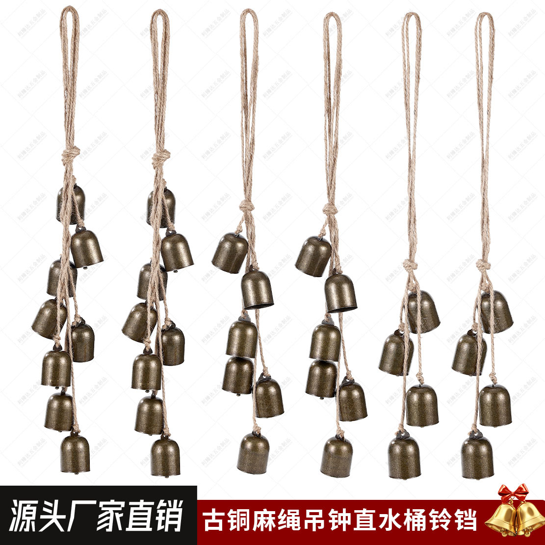 Hemp rope vintage 26mm Christmas bell string wind chime door handle wall hanging commemorative wind chime door charm