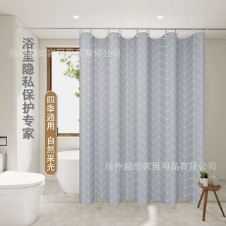 亚马逊浴室帘防水防霉门帘遮挡免打孔伸缩杆隔断窗帘抗菌免钉浴帘