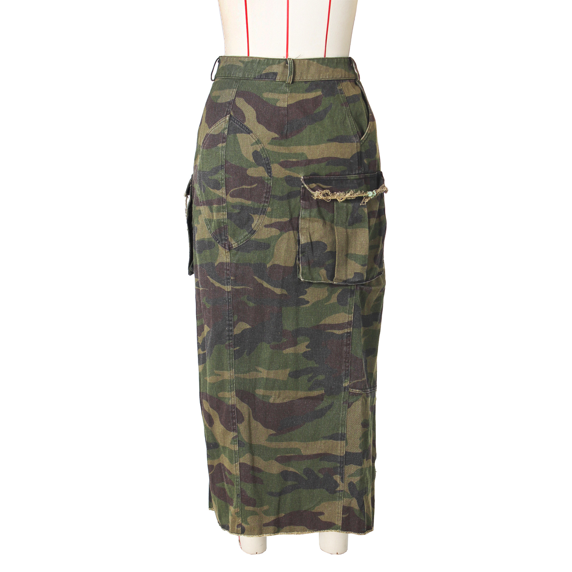 Summer Spring Casual Streetwear Camouflage Spandex Polyester Maxi Long Dress Skirts display picture 4