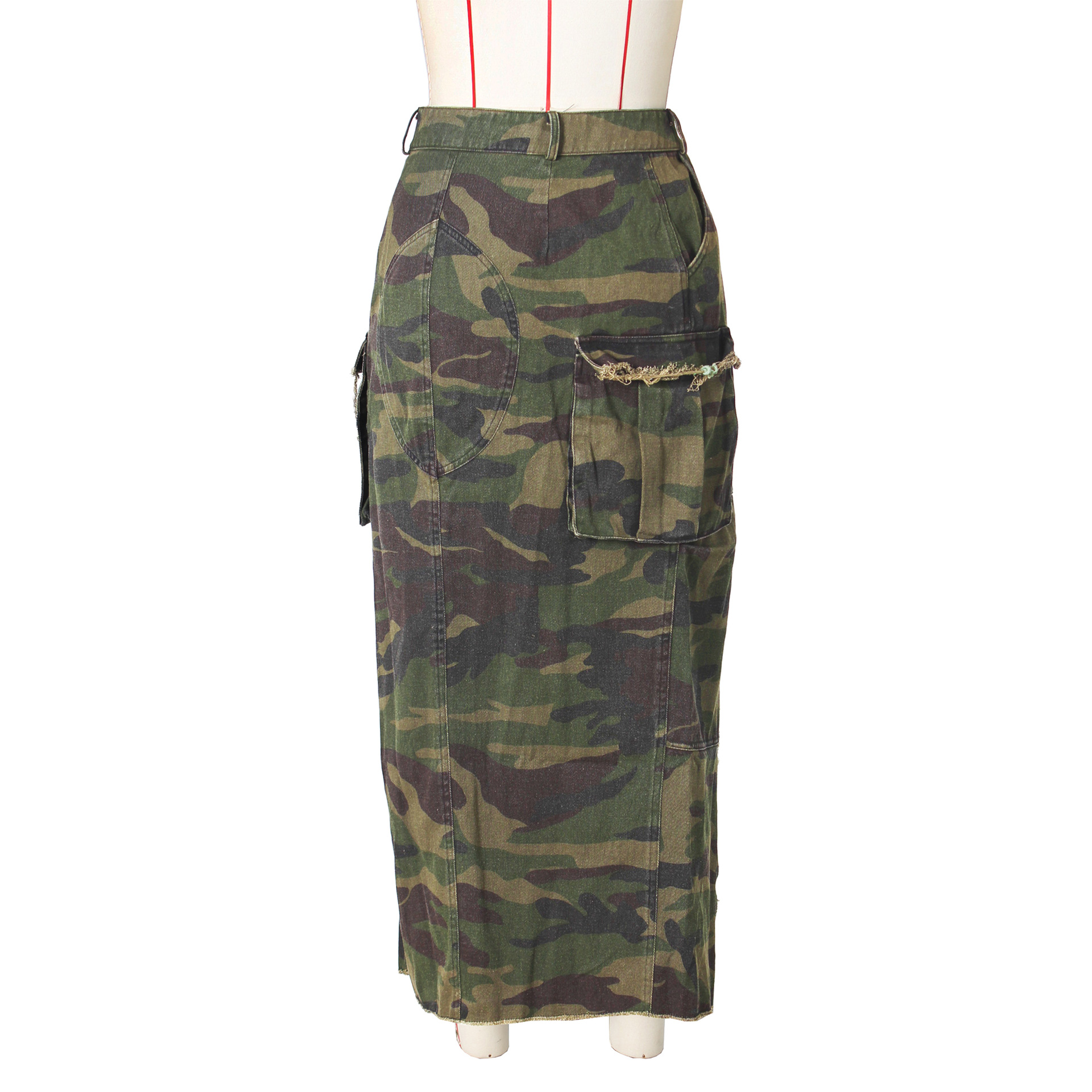 Sommer Frühling Lässig Strassenmode Tarnung Elasthan Polyester Maxi Langes Kleid Röcke display picture 4