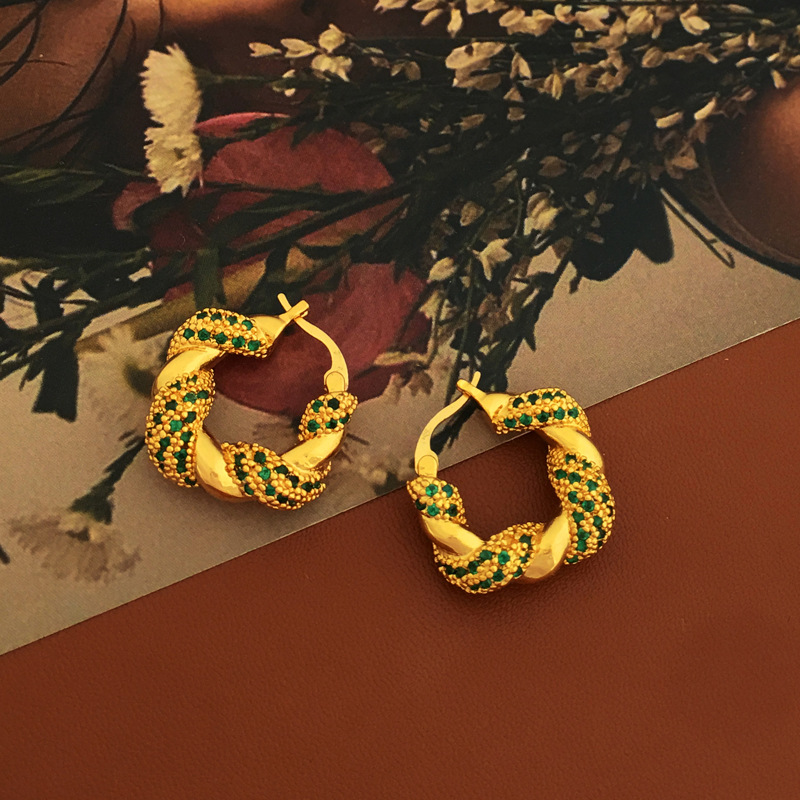 Fashion Geometric Copper Hoop Earrings Plating Zircon Copper Earrings