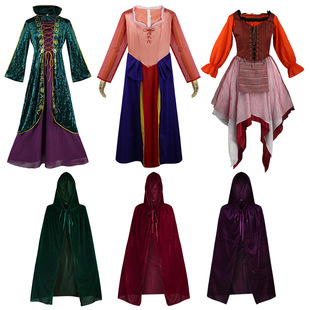 Witch Is Crazy 2 Cos Costume Dress Halloween Medieval Cloak Cosplay Stage Performance Costume
