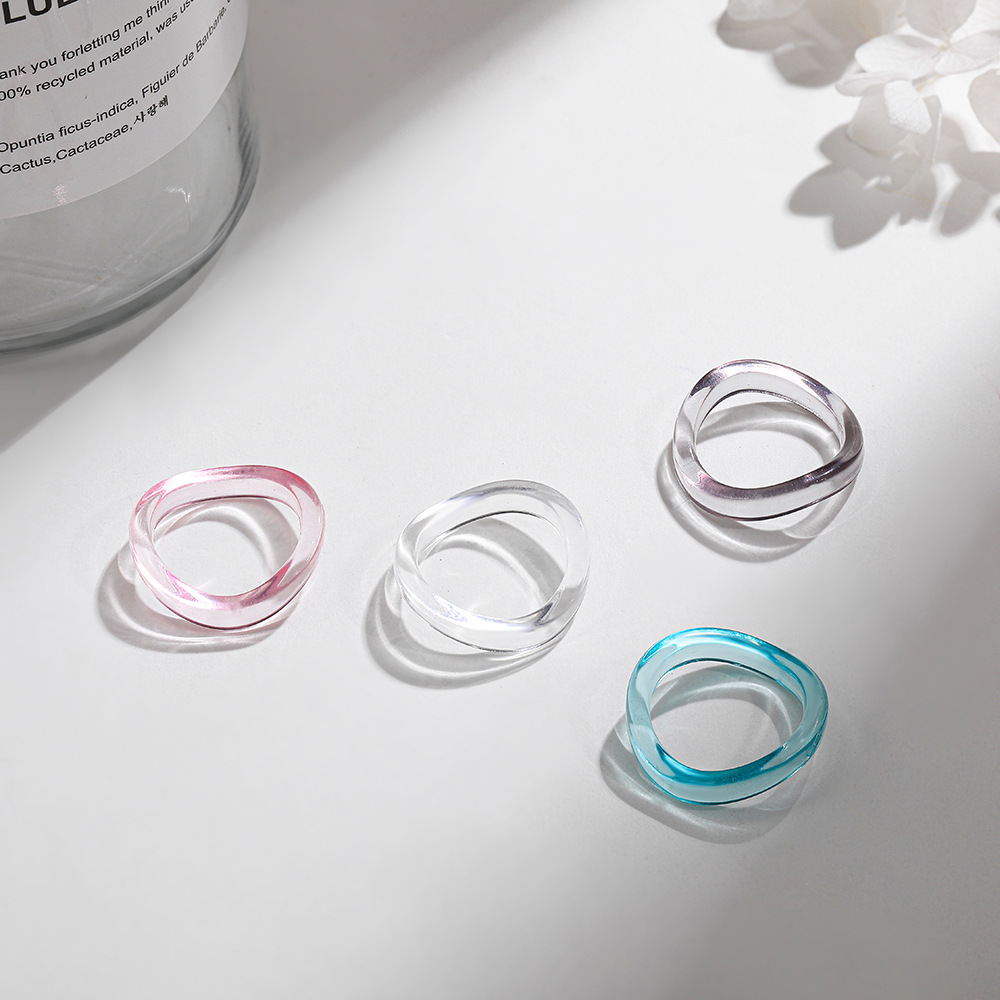 Korean Transparent Candy Color Geometric Resin Ring Wholesale display picture 19