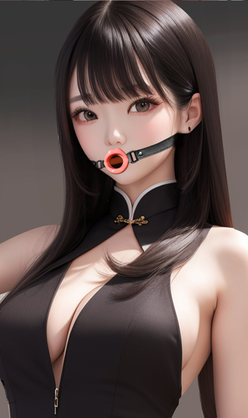 SM Mouth Gag Ball and Handcuffs Set in Black Alloy and Faux Leather for Adult Couples — detail image 13