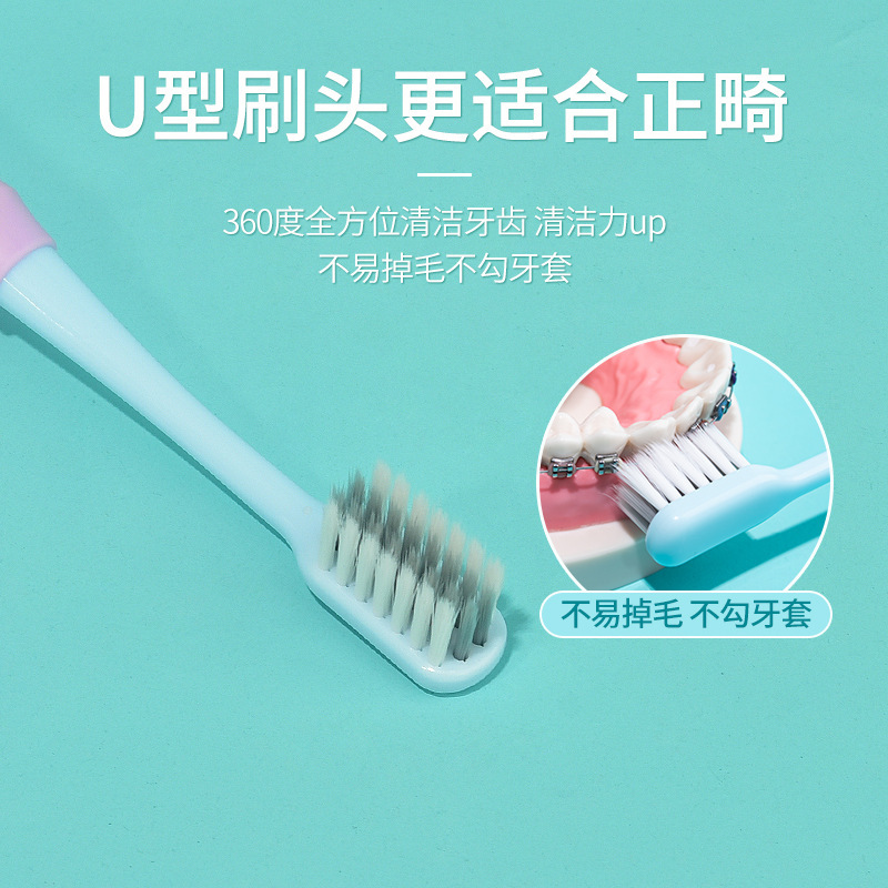 Cepillo Dental Ortodóntico en Forma de U de Cerdas Suaves Manual para Adultos y Niños image 2