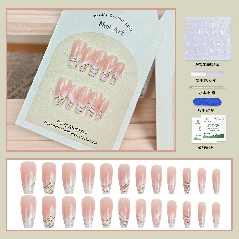 Uñas de manicura portátiles hechas a mano, 24 piezas, fototerapia, parches de uñas postizas estéreo, producto terminado, uñas portátiles extraíbles