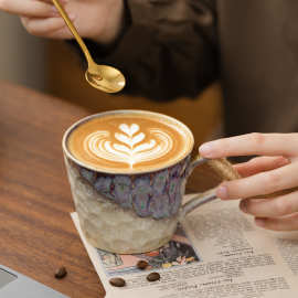 中古风马克杯创意陶瓷杯日式家用窑变喝水杯高级感下午茶咖啡杯子