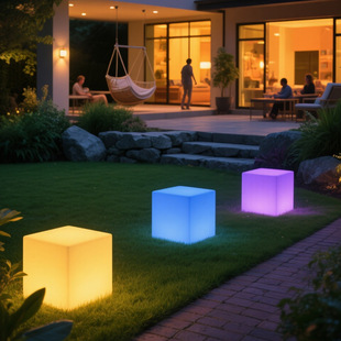 Outdoor Cube Waterproof Modern Garden Light Villa Garden Terrace Atmosphere Light Landscape Light Solar Lawn Light
