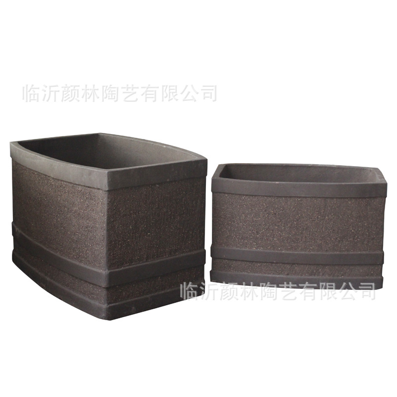 Caja de flores de cerámica grande, caja de flores arqueada, caja de plantación de verduras, caja de plantación de flores paisajística, caja de flores rectangular, gran pesebre