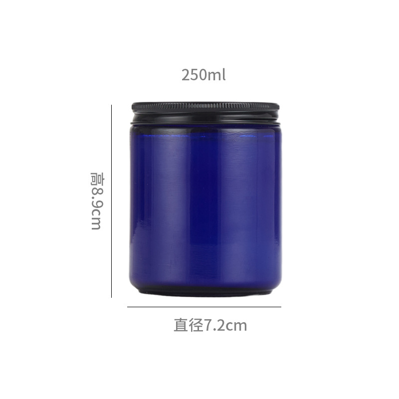 Vaso de vidrio de 250 ml para velas de aromaterapia, resistente a altas temperaturas, para hacer velas aromáticas, recipiente vacío con tapa.