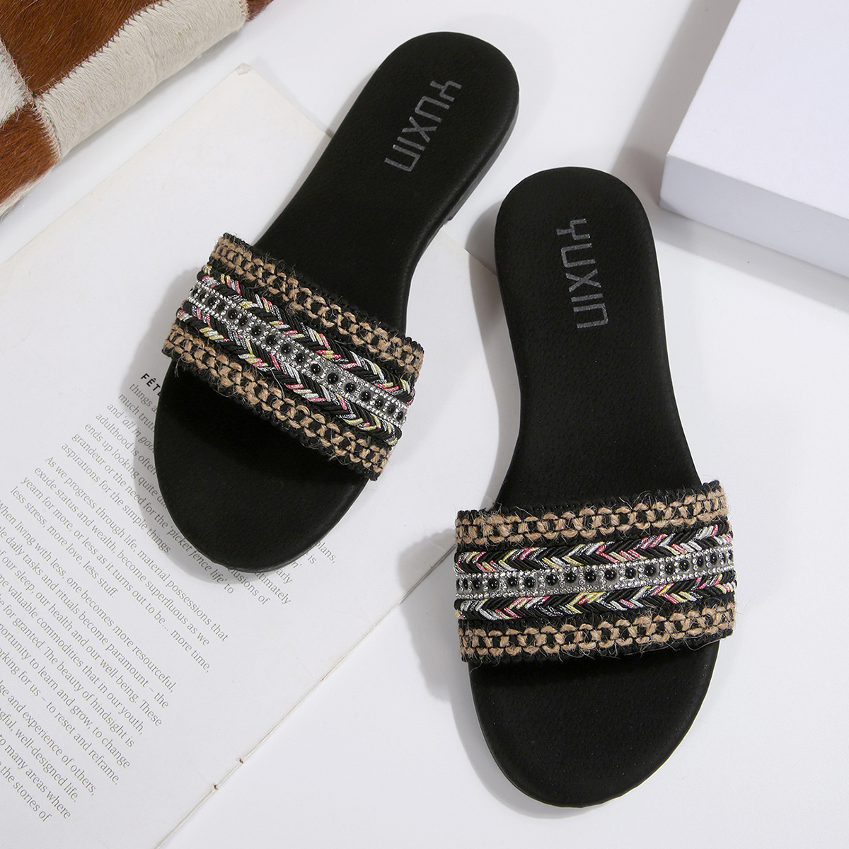 Zapatillas Planas para Mujer de Cuero Sintético, Cómodas, para Uso Casual