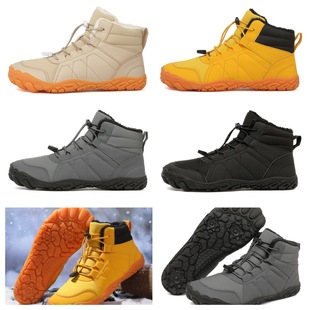 Winter Outdoor Waterproof Cotton Shoes Fleece-Lined and Thickeneding to Heattech Men's and Women's Hiking Shoes Snow Boots Non-Slip Wear-Resistant Mid-Calf Cotton Boots