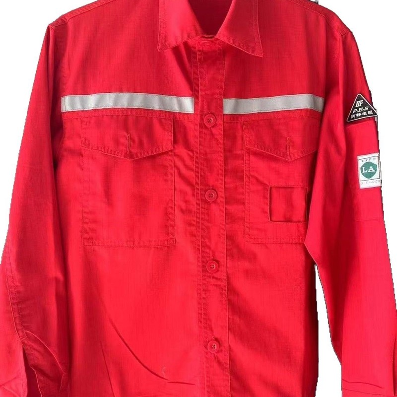 Sinopec 夏薄型メッシュ帯電防止作業服反射ストリップスーツ油田防汚通気性男性労働保護服|undefined