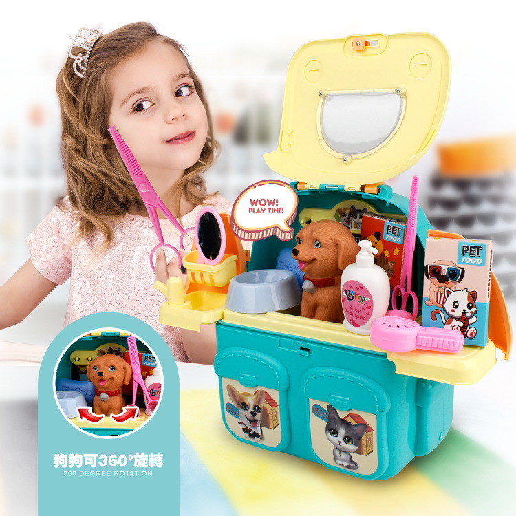 跨境儿童创意动物背包卡通宠物台梳妆台双肩包男孩女孩过家家玩具